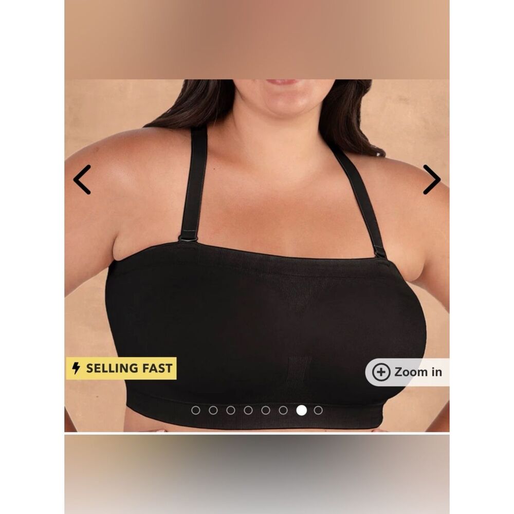 NWT Truekind Seamless Black Bandeau Bra with Adjustable Straps
